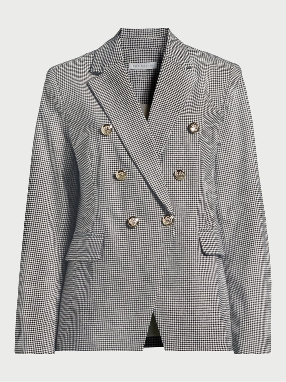 Double-Breasted Houndstooth Blazer in Black & White